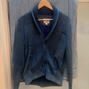 Lucky Brand Men Shawl Collar Knit Blue Cardigan